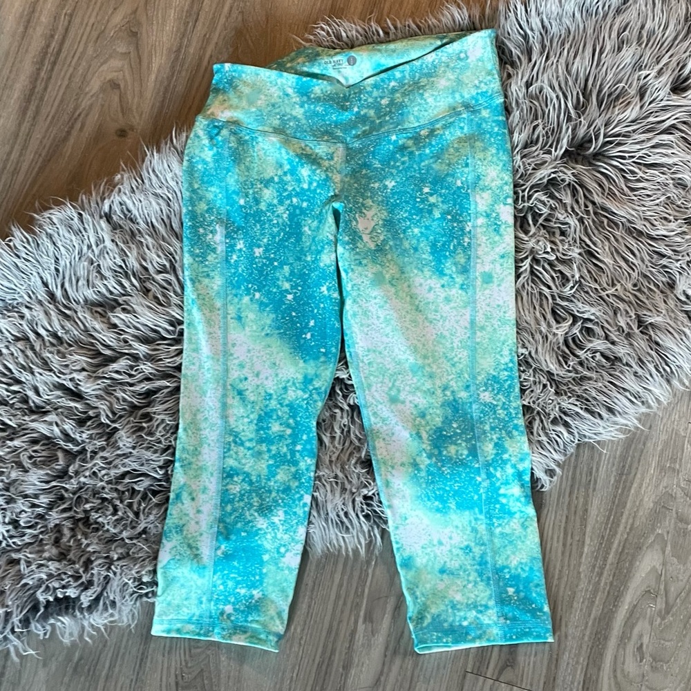 🩵Old Navy Teal Splatter Print Compression Leggings
